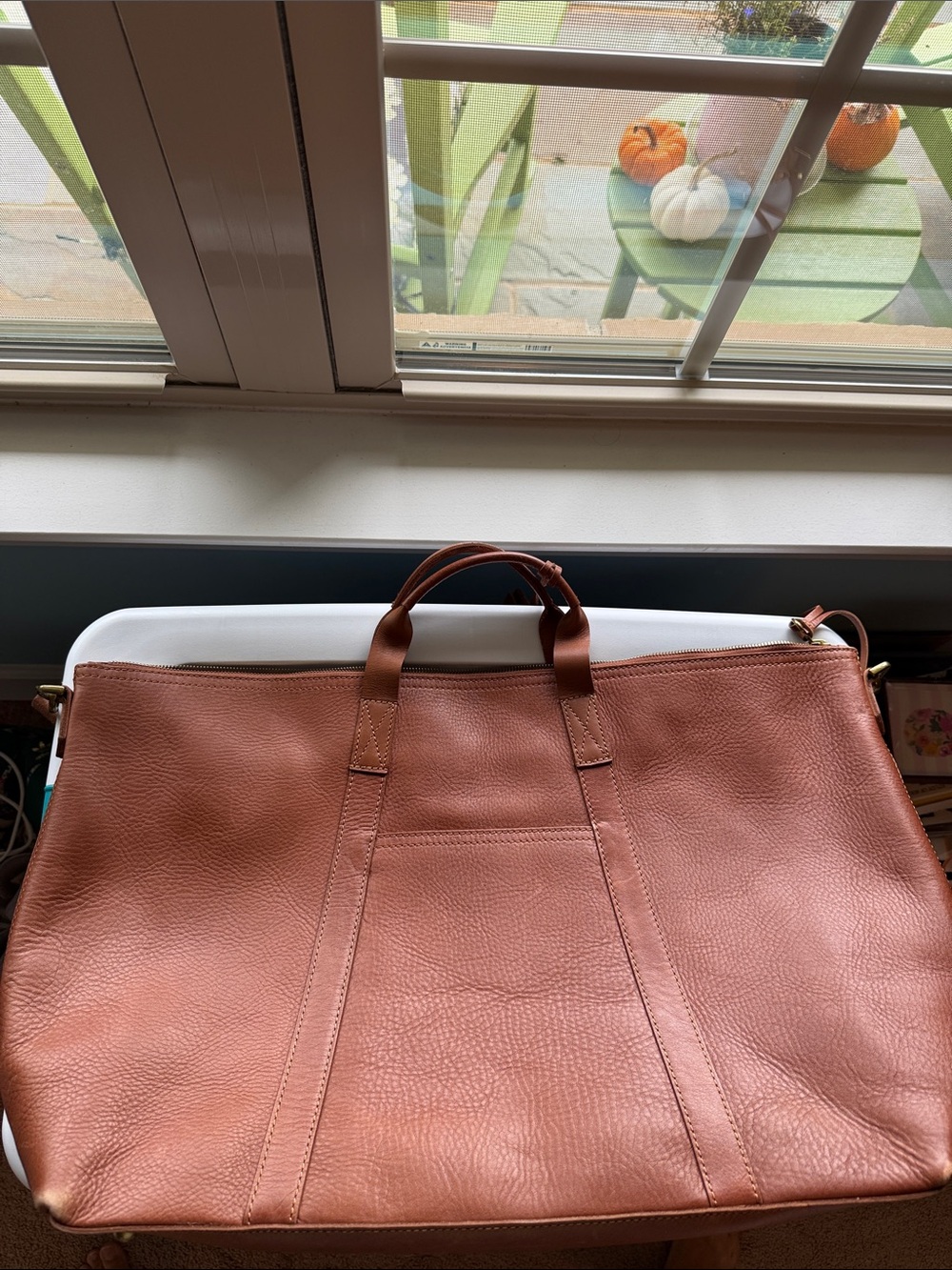 Madewell Classic Leather Transport Weekender Bag - English Saddle Brown - Picture 6 of 8